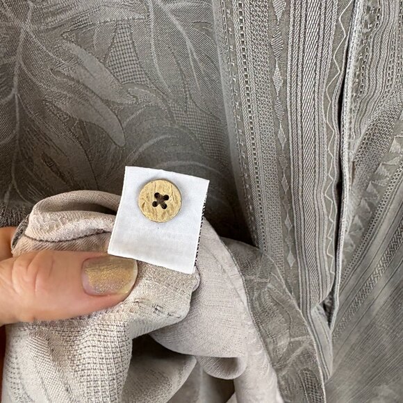 Tommy Bahama Gray Silk Camp Shirt Floral Print Tropical Short Sleeve XL - Picture 6 of 6